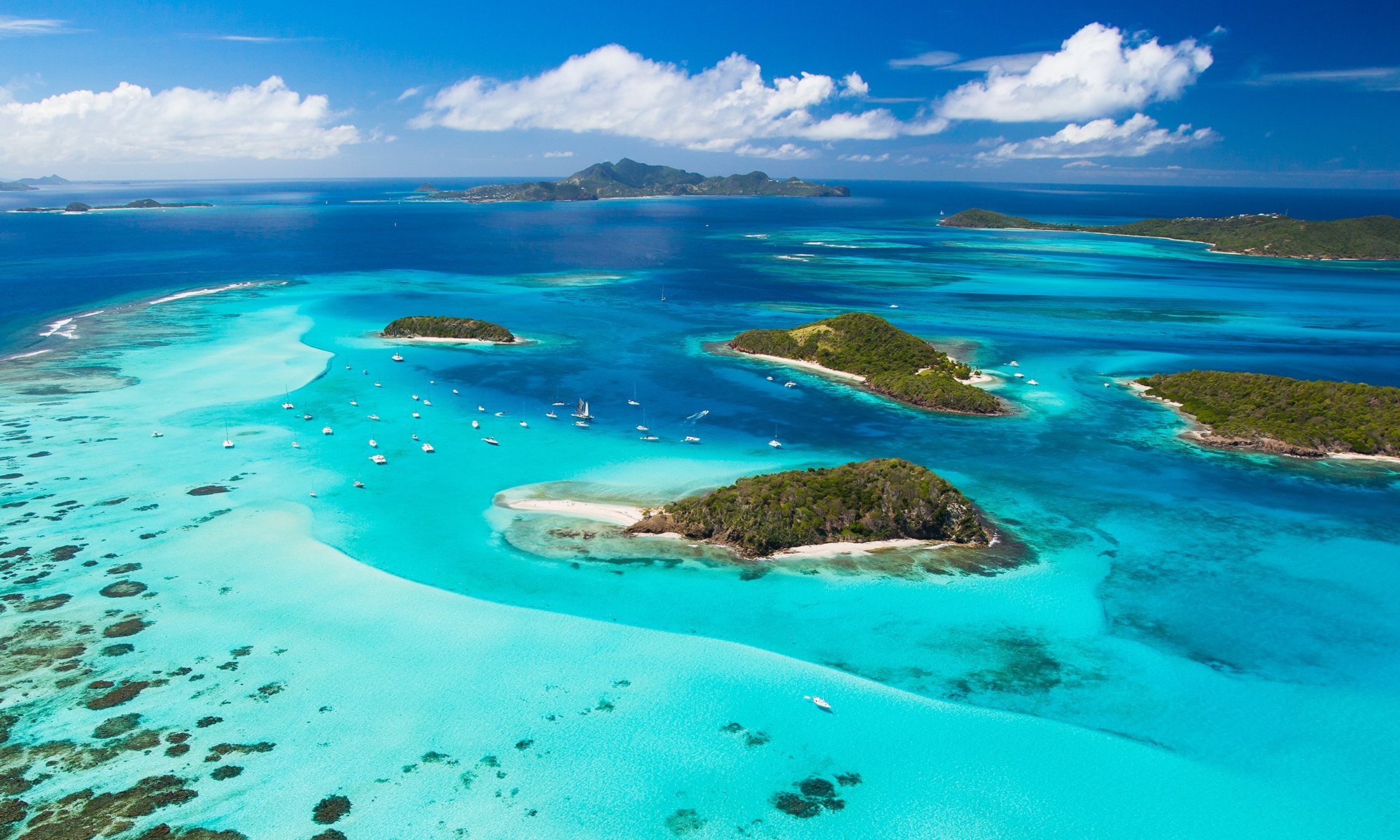 Turquoise water and empty anchorage in the Grenadines